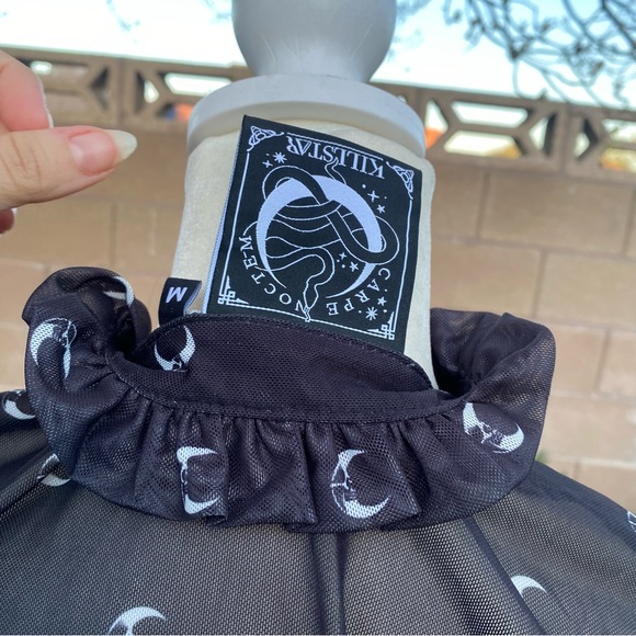 Killstar Gothic Punk Sheer Moon Victorian Button Up Blouse - Picture 7 of 9